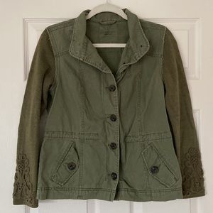 Aeropostale Olive Green Military Style Utility Denim Jacket